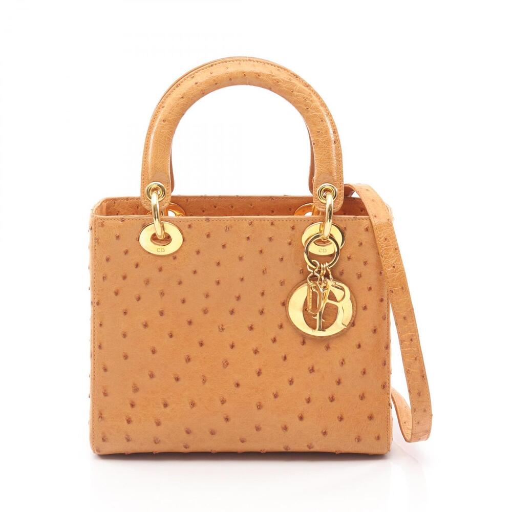 Christian Dior LADY Handbag Ostrich leather brown